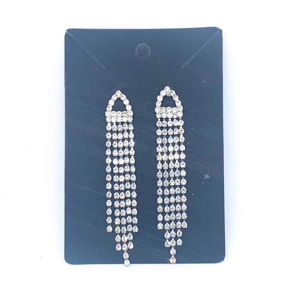 NWT Crystal Silver Chandelier Tassel Earring - Picture 1 of 7